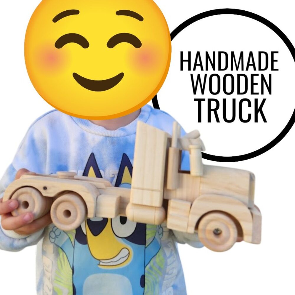 NEW HANDMADE Wooden Semi-Truck Truck Toy Paint-it-Yourself Craft Hand built Wood